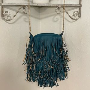 NWT Yoki Teal Fringe Crossbody Purse